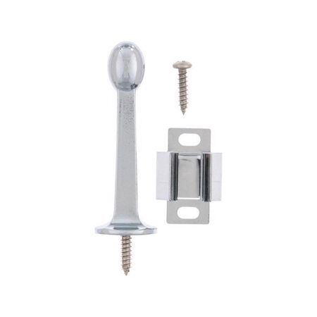 Ace 3 in. W Metal Chrome Silver Rigid Door Stop w/Holder Mounts to door and wall 5.32 in.