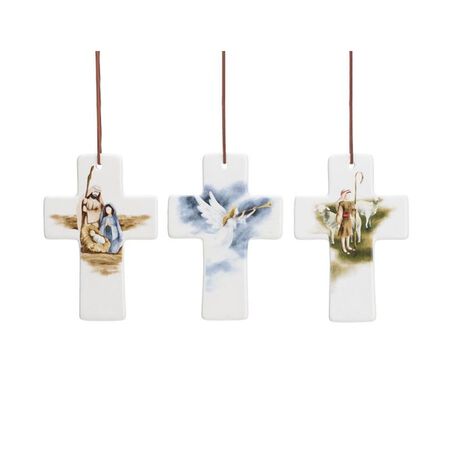 Burton and Burton Nativity Cross Ceramic Ornament