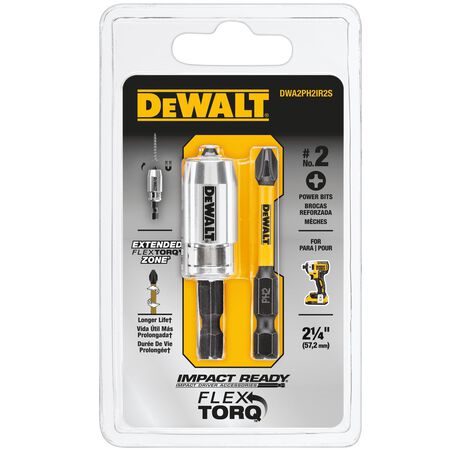 DeWalt FlexTorq Impact Ready Phillips 2 in. X 2 in. L Sleeve Screwdriver Bit S2 Tool Steel 2 pk