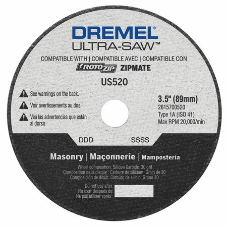 Dremel Ultra-Saw 3-1/2 in. D X 1/2 in. X 0.094 in. thick Silicon Carbide Masonry Cutting Wheel 1 pk