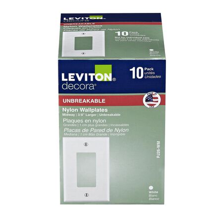 Leviton Decora White 1 gang Nylon Decorator Wall Plate 10 pk