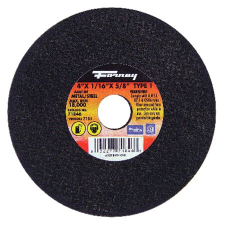 Forney 4 in. D X 5/8 in. X 1/16 in. thick Aluminum Oxide Metal Cut-Off Wheel 1 pc