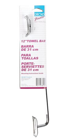 Decko Diamond Chrome Silver Towel Bar 12in. L Steel