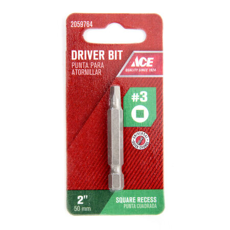 Ace Square Recess #3 in. X 2 in. L Driver Bit S2 Tool Steel 1 pc