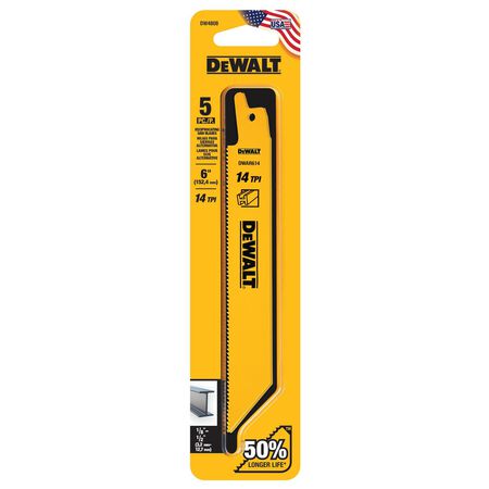 DEWALT 6 in. Bi-Metal Reciprocating Saw Blade 14 TPI 5 pk