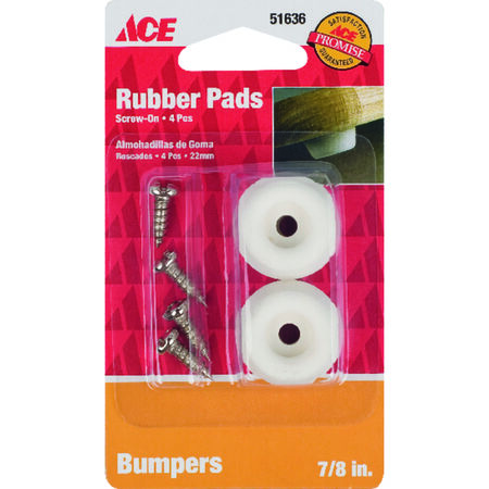 Ace Rubber Bumper Pad Off-White Round 7/8 in. W 4 pk