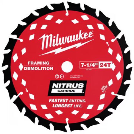 Milwaukee NITRUS Carbide 7-1/4 in. D Framing & Demolition Circular Saw Blade 1 Pack