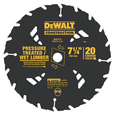 7-1/4" 20T Carbide Pressure Treated/Wet Lumber Circular Saw Blade