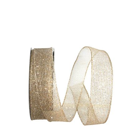 Reliant Ribbon Glitter Web Mesh Metallic Wired Edge Ribbon, Gold/silver, 1-1/2 in., 20 Yards