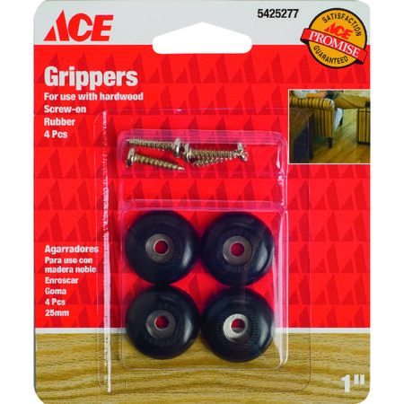 Ace Plastic Heavy Duty Anti-Skid Pad Black Round 1 in. W 4 pk