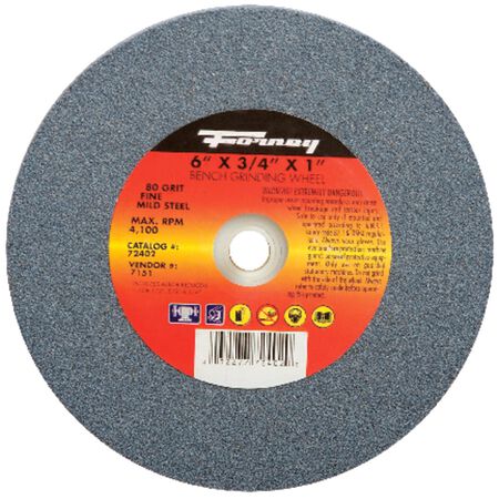 Forney 6 in. D X 1 in. in. X 3/4 in. thick Bench Grinding Wheel 1 pc
