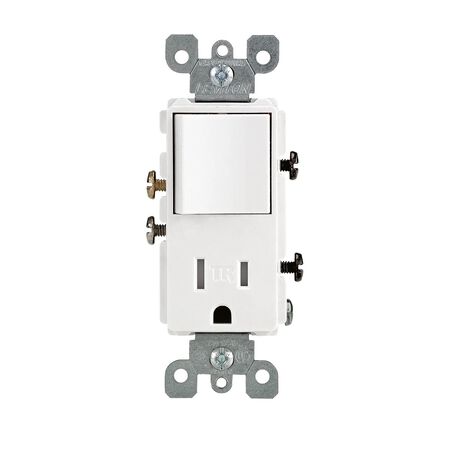 Leviton Decora 15 amps 125 V White Combination Switch/Outlet 5-15R 1 pk