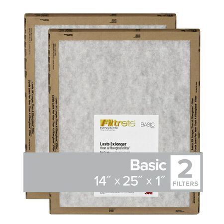 Filtrete 14 in. W X 25 in. H X 1 in. Synthetic 2 MERV Flat Panel Filter 2 pk