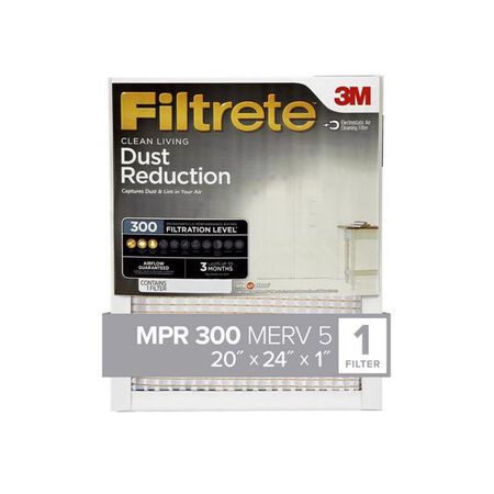 Filtrete 20 in. W X 24 in. H X 1 in. 300 MPR Pleated Filter Dust 1 pk