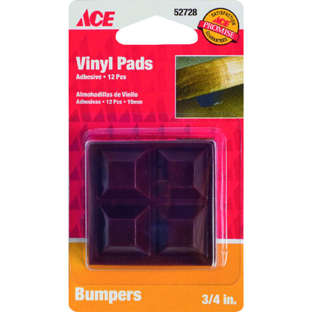 Ace Vinyl Self Adhesive Bumper Pad Brown Square 3/4 in. W X 3/4 in. L 12 pk