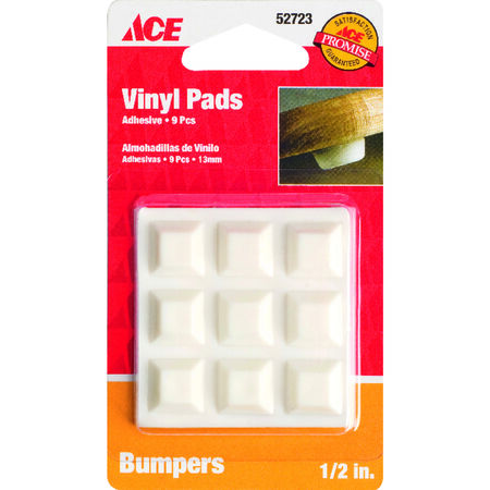 Ace Vinyl Self Adhesive Bumper Pad White Square 1/2 in. W 9 pk