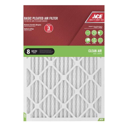Ace 14 in. W X 20 in. H X 1 in. Synthetic 8 MERV Pleated Air Filter 1 pk