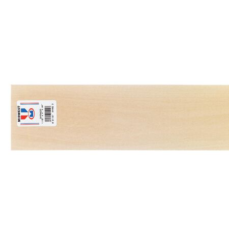 Midwest Products 1/16in. x 4in. W x 2in. L Basswood Sheet #2/Btr Premium Grade