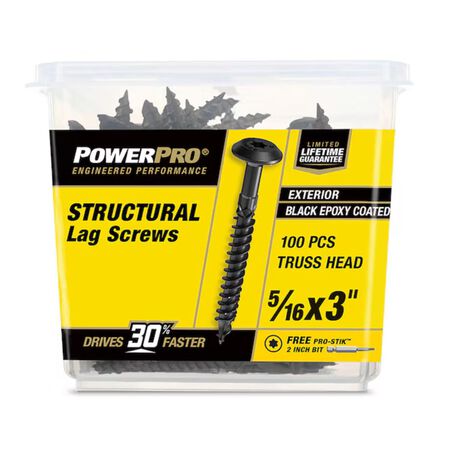 Power Pro 5/16-in x 3-in Epoxy Exterior Structural wood screws 100 Pieces
