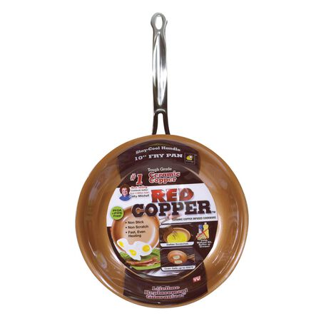 Bulbhead Red Copper Ceramic Copper Fry Pan 10in. Red