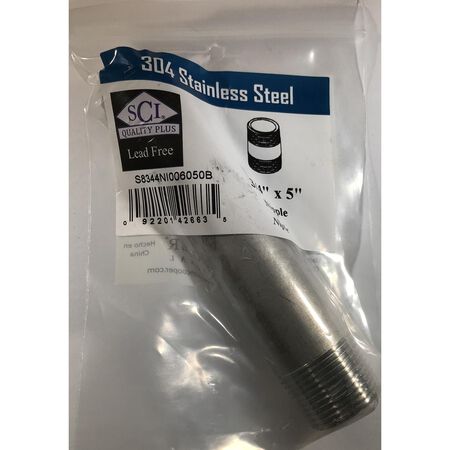 Smith-Cooper 3/4 in. MPT Stainless Steel 5 in. L Nipple