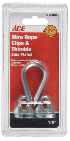 Ace Galvanized Steel Wire Rope Clips and Thimble 1/8 in. L