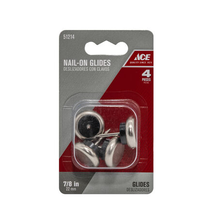 Ace Silver 7/8in. Nail-On Nickel Chair Glide 4 Pack