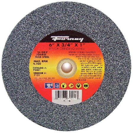 Forney 6 in. D X 1 in. in. X 3/4 in. thick Bench Grinding Wheel 1 pc