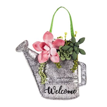 Evergreen Door Decor - Succulents Watering Can
