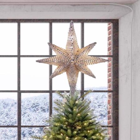 Celebrations Incandescent Silver Star of Bethlehem Tree Topper 14 in.