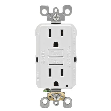 Leviton SmartlockPro 15 amps 125 V Duplex White GFCI Outlet 5-15R 1 pk