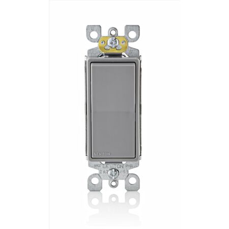 Leviton Decora 15 amps Single Pole Rocker AC Quiet Switch Gray 1 pk