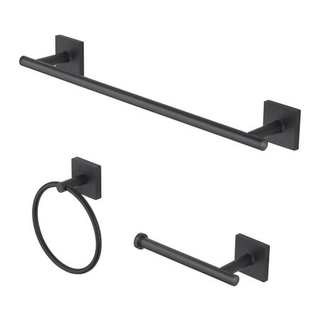 Oakbrook Matte Black Black Zinc Bath Accessory Set