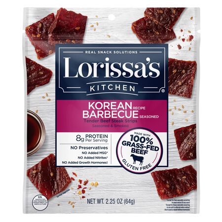 Lorissa's Kitchen Korean Bbq Beef Jerky 2.25 Oz Pegged