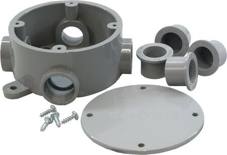 Cantex New and Old Work 15-3/16 cu in Round PVC 1 gang Junction Box Gray