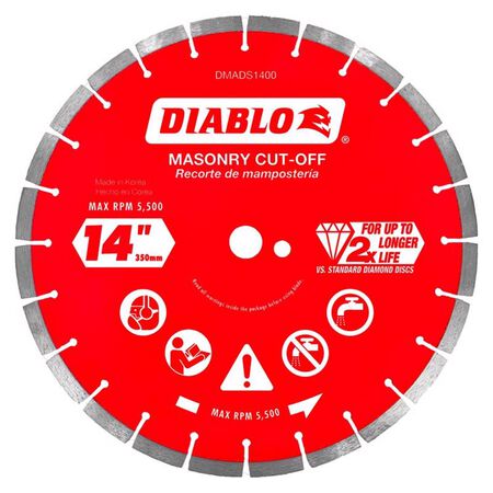 Diablo 14 in. D X 1 in. X.126 in. thick Diamond Segmented Masonry Cut-Off Disc