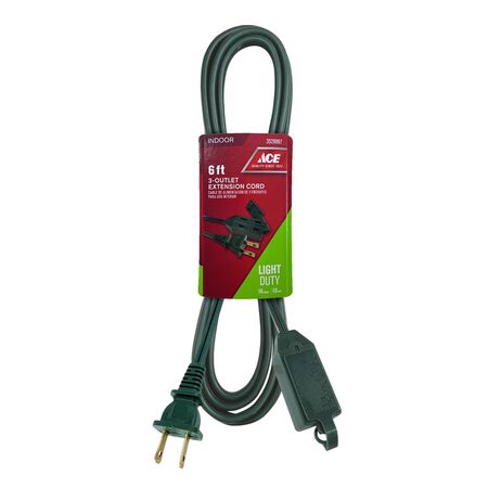 Ace Indoor 6 ft. L Green Extension Cord 16/2 SPT-2
