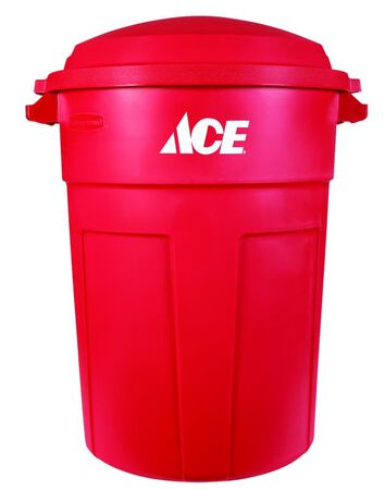 Ace 32 Gallon Red Plastic Garbage Can Lid Included