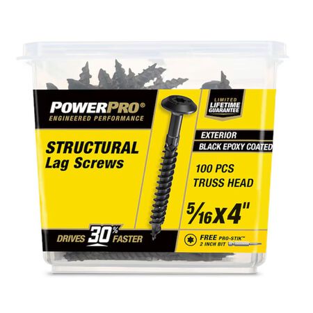 Power Pro 5/16-in x 4-in Epoxy Exterior Structural wood screws 100 Pieces