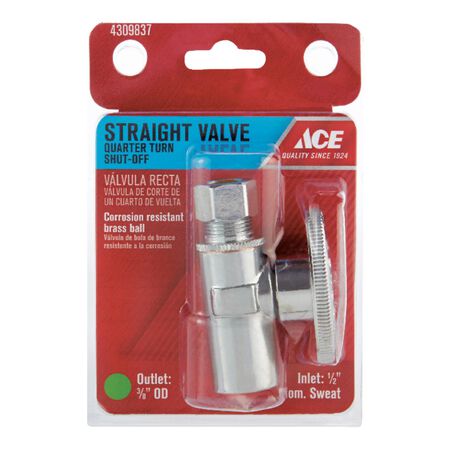 Ace 3/8 in. Sweat X 1/2 in. Compression Brass Straight Stop Valve