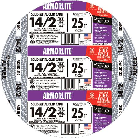Southwire 25 ft. 14/2 Solid Aluminum Armored MC Cable