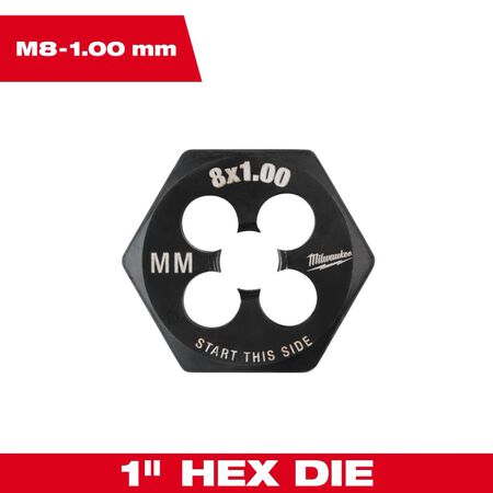 Milwaukee M8-1.00 mm 1 in. Hex Threading Die