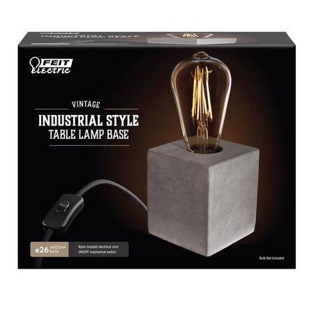 Feit Electric 4in. Concrete Beige/White Cube Lamp Base
