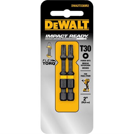 DeWalt FlexTorq Star T30 X 2 in. L Impact Power Bit Steel 2 pc