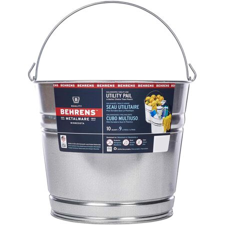 Behrens 10 qt Galvanized Pail Silver