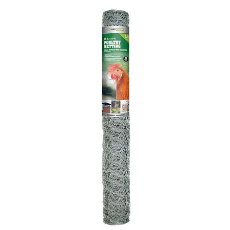 Garden Craft 24in. H x 25in. L Galvanized Steel Poultry Netting 1in.