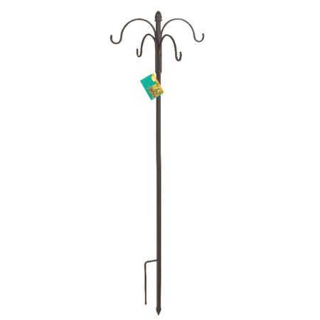 Panacea Black Wrought Iron 84in. H 4 Way Crook with Finial Plant Hook 1 Pack