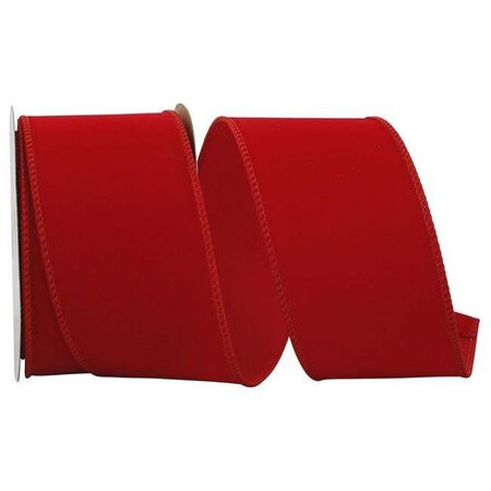 Reliant Ribbon Velvet Value Fabric Backed Wired Edge Ribbon, Red, 2-1/2 in., 10 Yards