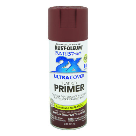 Rust-Oleum Painters Touch 2X Ultra Cover Flat Red Paint+Primer Spray Paint 12 oz