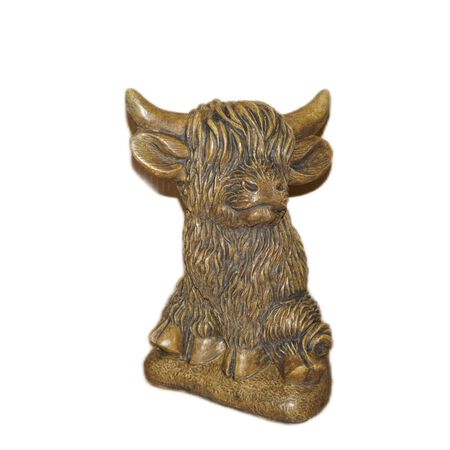 Athens Stonecasting Statue Highland Cow - Autumn Wheat